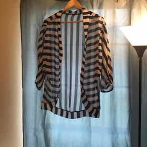 FINAL PRICE! Sheer black and white striped kimono.